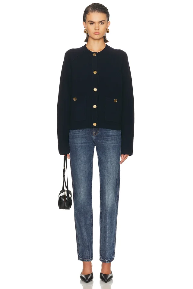 Toteme Hammered Button Cardigan in Blue, photo 2 of 2 from FWRD