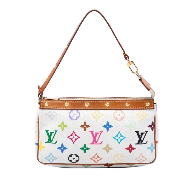White Louis Vuitton Monogram Multicolore Pochette Accessoires Shoulder Bag in White Canvas from Designer Revival