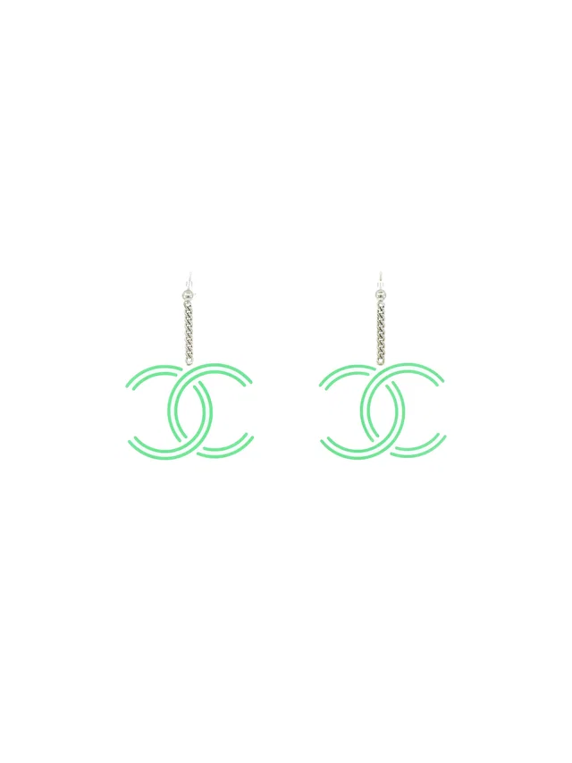 Chanel Acrylic Logo Drop Earrings in Resin from Arcade Vintage