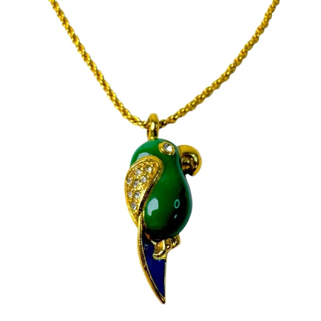 Dior Parakeet Motif Rhinestone Necklace Vintage from The Reluxe