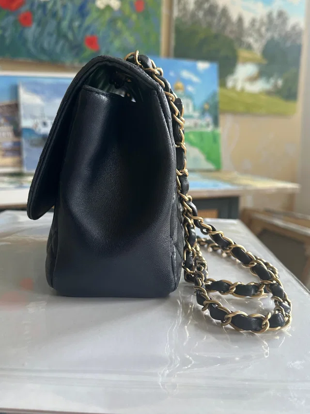 Chanel Midnight Blue Lambskin Single Flap Bag in Navy Lambskin from HEWI