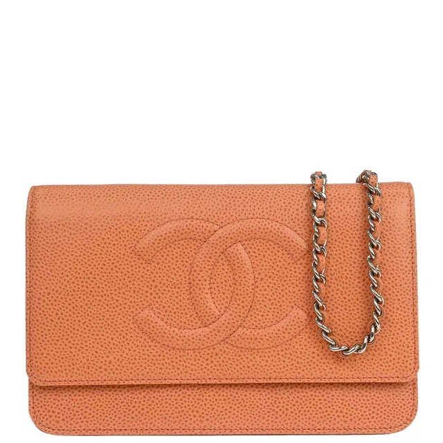 Chanel 2012-2013 Orange Caviar Skin Timeless WOC Wallet on Chain Shoulder Bag in Orange Caviar leather from AMORE Vintage Tokyo