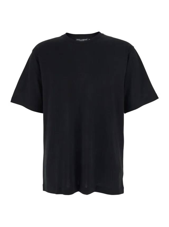 Black T-Shirt with Logo Patch on the Back in Cotton Men in Black, image 1 of 1 from Gaudenzi Boutique