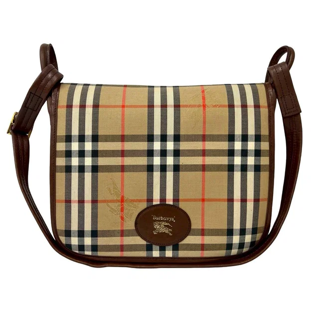 Burberry Leather Canvas Shoulder Bag in Brown Canvas from LuxUness