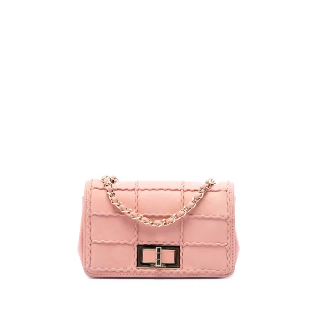 Pink Chanel Mini Stitched Chocolate Bar Iridescent Lambskin Reissue 2.55 Flap Crossbody Bag in Brown Lambskin from Designer Revival