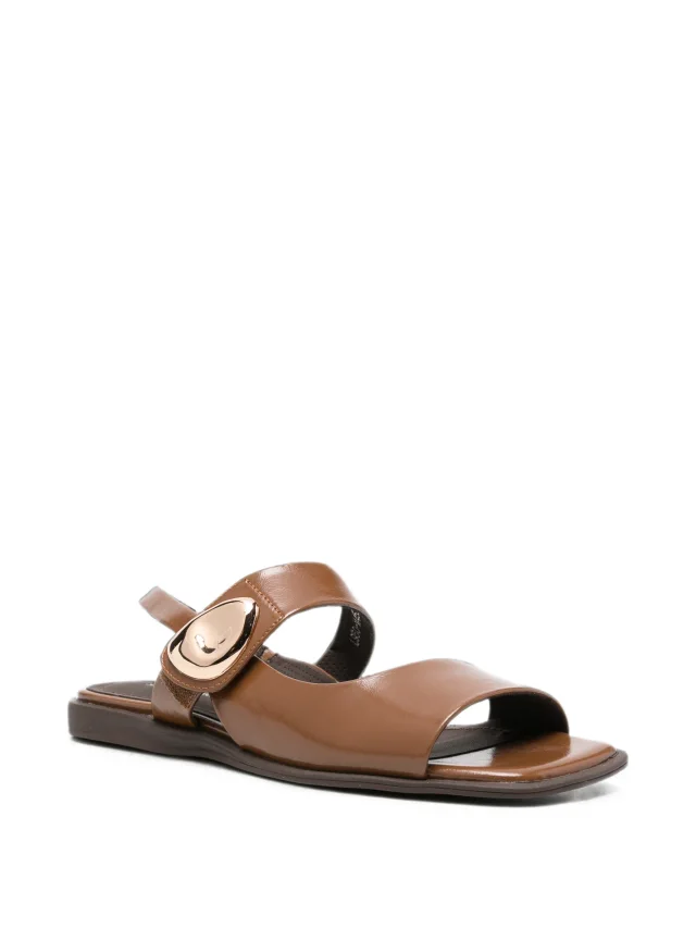 SERGIO MORETTI FIRENZE gold-tone hardware slingback sandals in Brown, photo 2 of 4 from FARFETCH