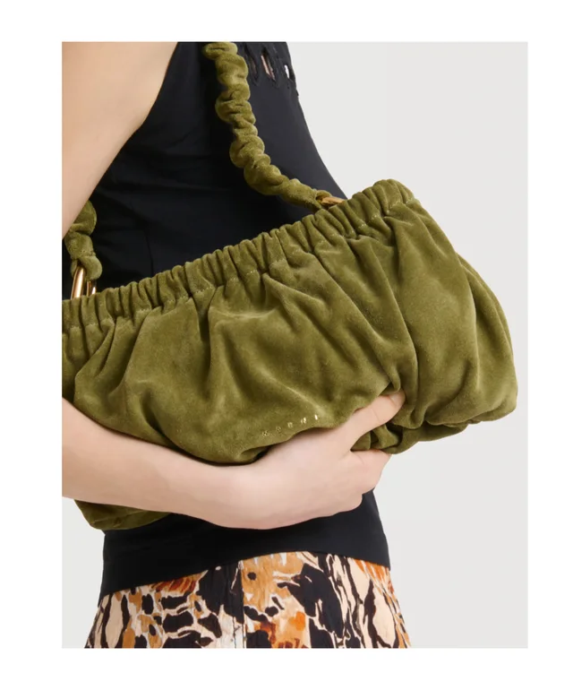 Marni Green suede Ruffles clutch bag, photo 3 of 3 from SENSER