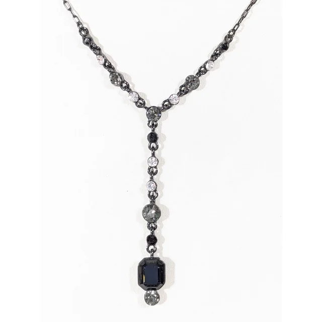 Givenchy Y Lariat Necklace Black Crystal Linear Gray Metallic 18 In in black from Poshmark, photo 1 of 1