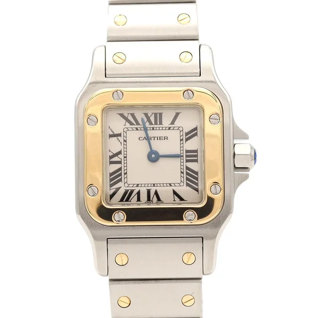 Cartier Santos Galbee SM Stainless Steel Yellow Gold Quartz Watch in Yellow from The Reluxe
