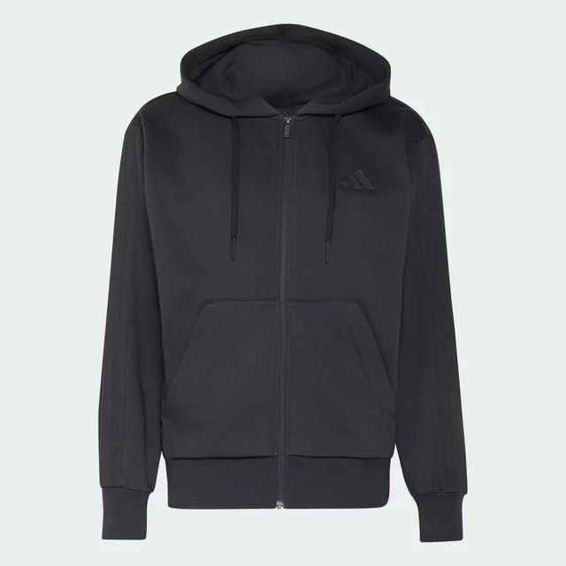 Adidas Essentials 3-Stripes Fleece Hoodie in Black, photo 4 of 6 from adidas (US)
