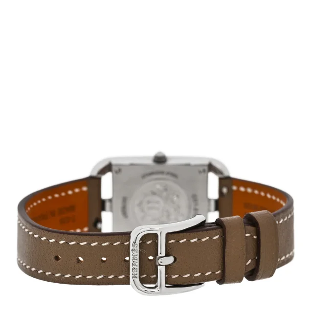 Hermès Stainless Steel Swift Diamond Mother of Pearl 23mm Cape Cod Quartz Watch Etoupe in Taupe Swift leather from FASHIONPHILE, photo 3 of 5