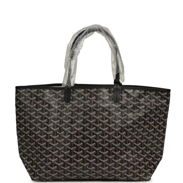 Goyard Goyardine Black Saint Louis PM Tote Bag Palladium Hardware in Black Calfskin from Madison Avenue Couture