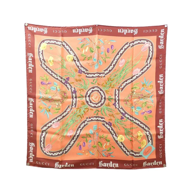 GUCCI GARDEN 507546 3G001 Scarf in 6174/BORDEAUX+MULTI silk from KOMEHYO
