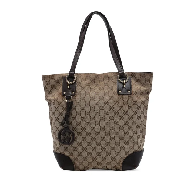 Beige Gucci GG Canvas GG Charm Tote in Beige Canvas from Designer Revival