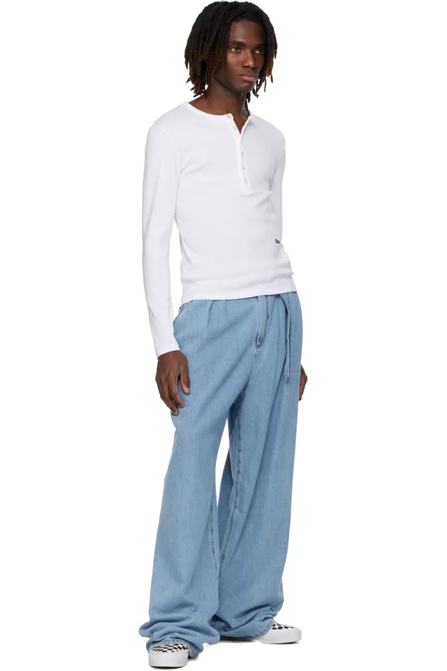 Rhude White Logo LS Henley, photo 4 of 4 from SSENSE