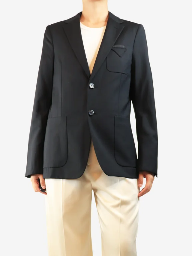 Prada Black wool-blend blazer - size UK 14 in Black Wool from Sign of the Times