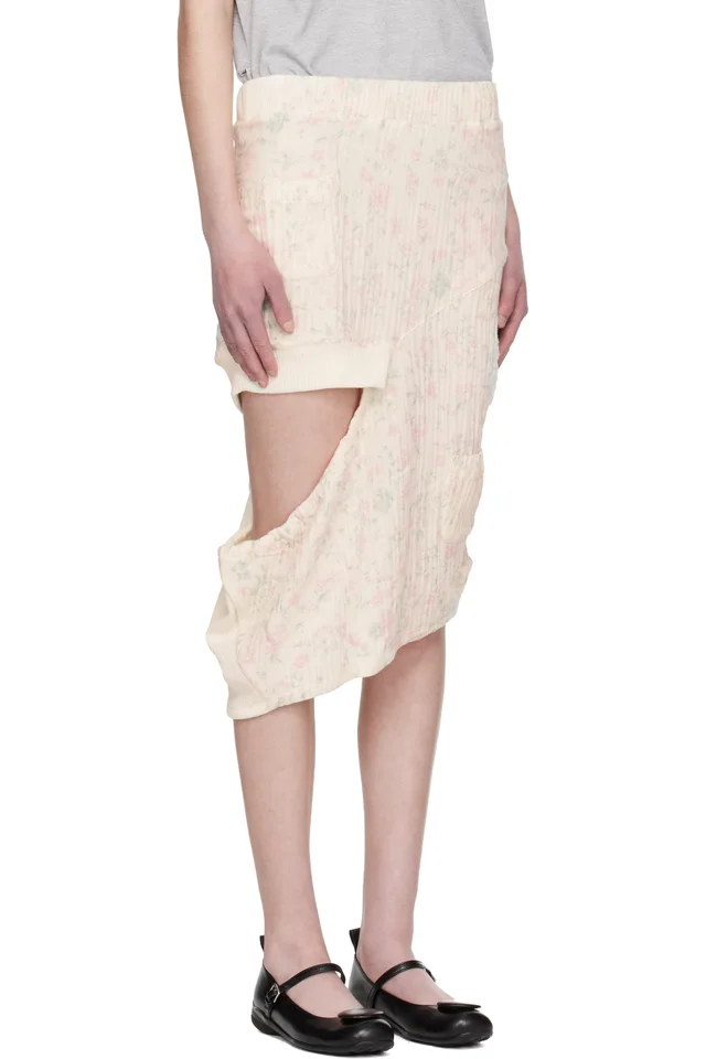 OPEN YY Off-White Floral Blankie Midi Skirt, photo 2 of 4 from SSENSE