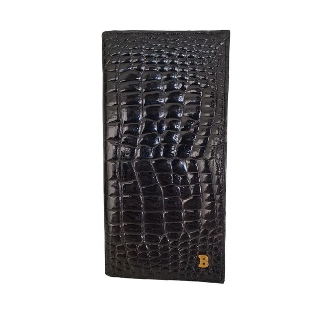 Bally Mens Black Croc Embossed Leather Long Bifold Wallet Made In Germany in black Crocodile from Poshmark