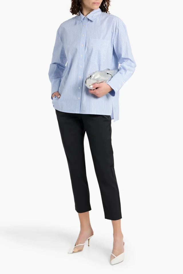 Derek Lam 10 Crosby Estrella Metallic Striped Cotton-Blend Poplin Shirt in Light blue, photo 2 of 4 from THE OUTNET