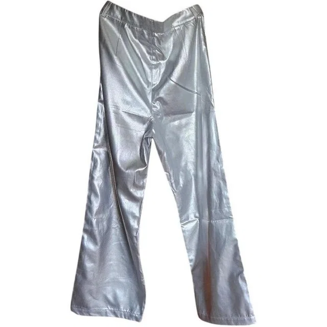 Comtesse Women's High waisted Pants - Silver in gray|silver from Depop
