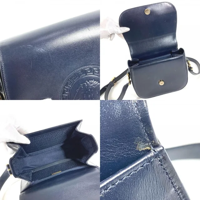 Versace Shoulder Bag Medusa Logo Leather Navy in Navy Leather from The Reluxe, photo 2 of 2