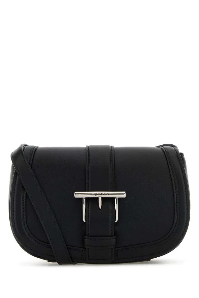 Alexander McQueen Satchel Mini Bag — Black T-bar in Black Leather from HEWI