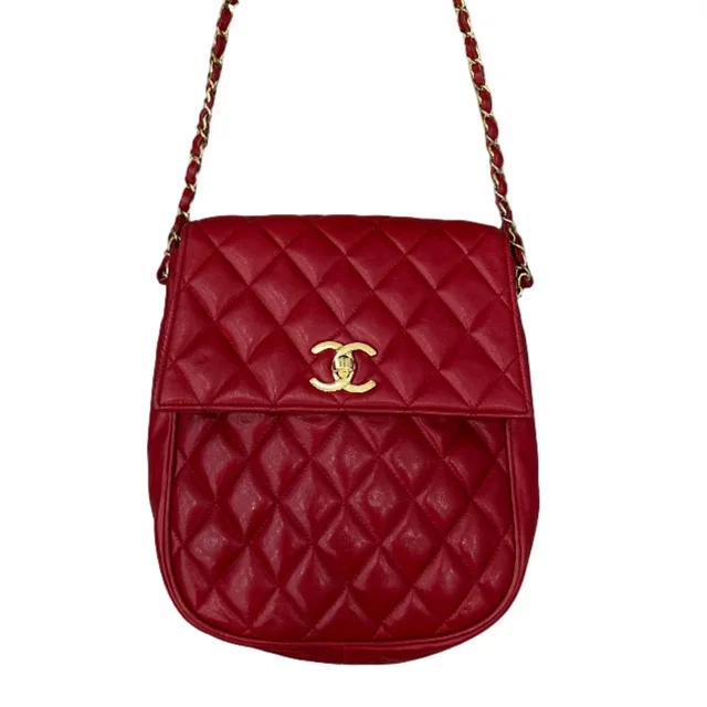 Chanel Red Lambskin Matelasse Crossbody Bag in Red Lambskin from SparklesnDreams