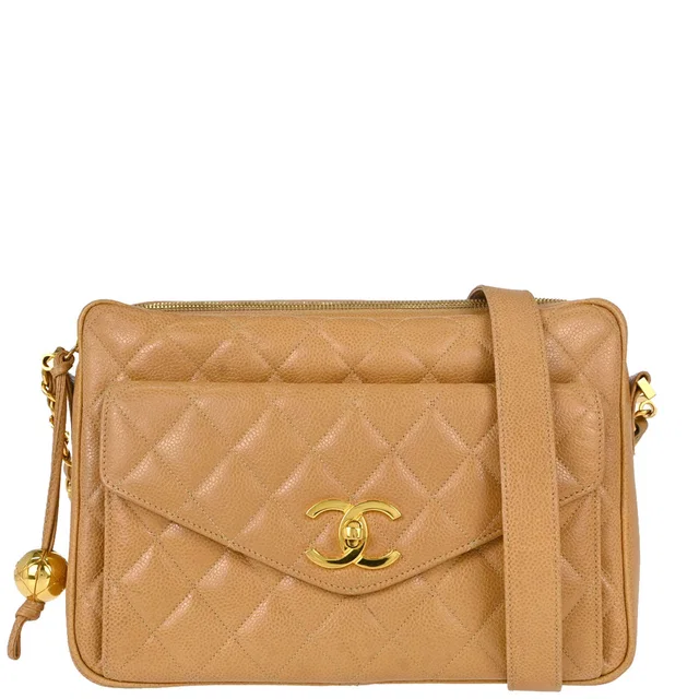 Chanel 1991-1994 Beige Caviar Skin Shoulder Bag in Beige Caviar leather from AMORE Vintage Tokyo
