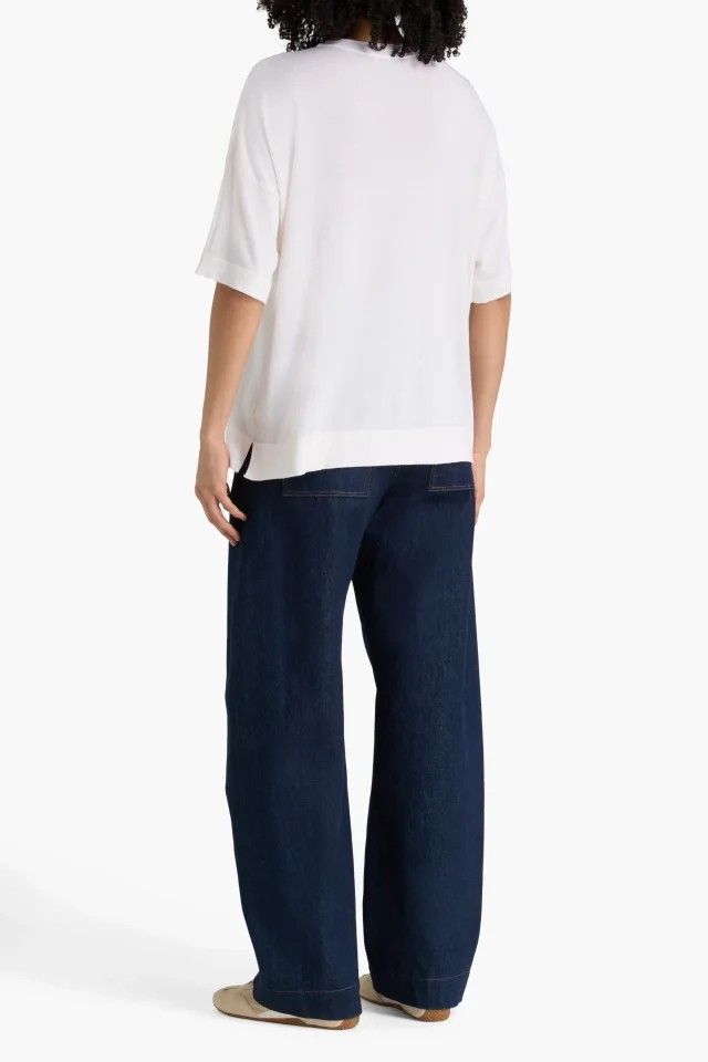 Brunello Cucinelli Layered Bead-Embellished Cashmere and Silk-Blend Top in White, photo 3 of 4 from THE OUTNET