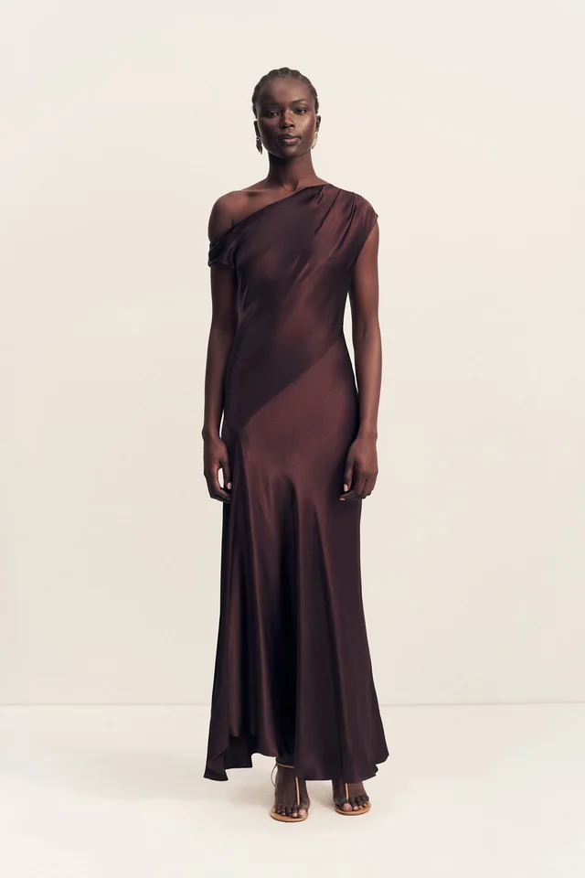 Shona Joy LA LUNE ASYMMETRICAL DRAPED MAXI DRESS - ESPRESSO from Shona Joy, photo 1 of 1