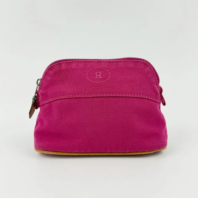Hermès Bolide Pouch Logo Canvas Pink Vintage in Pink Canvas from The Reluxe