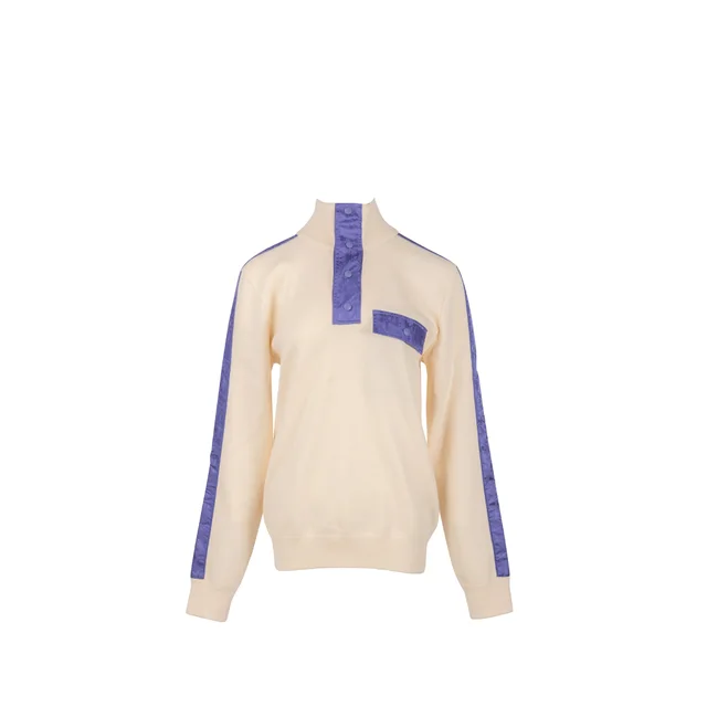 Dior Size M High Collar Sweater Virgin Wool White/Purple in White Wool from EMIER