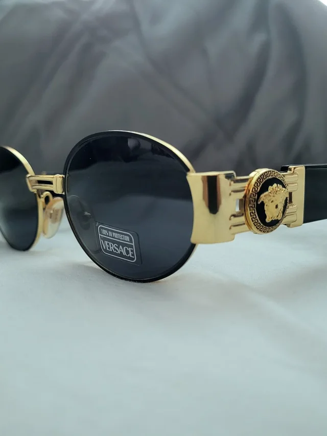 Versace Vintage Gold Frame Oval Unisex Sunglasses Mod S71 Col 09m in black|gold from Poshmark