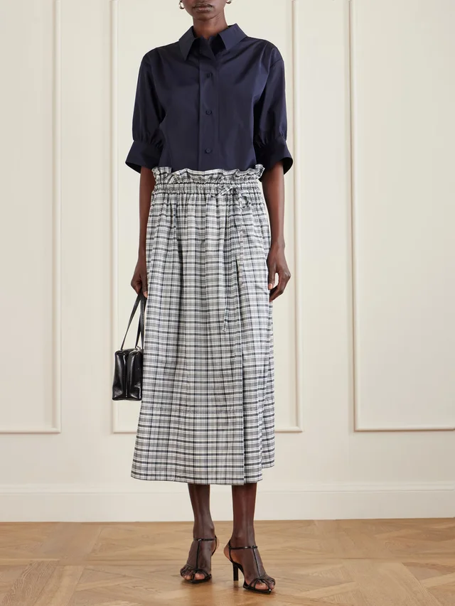 JIL SANDER Checked silk-blend midi skirt in Green, photo 2 of 2 from NET-A-PORTER (Canada)