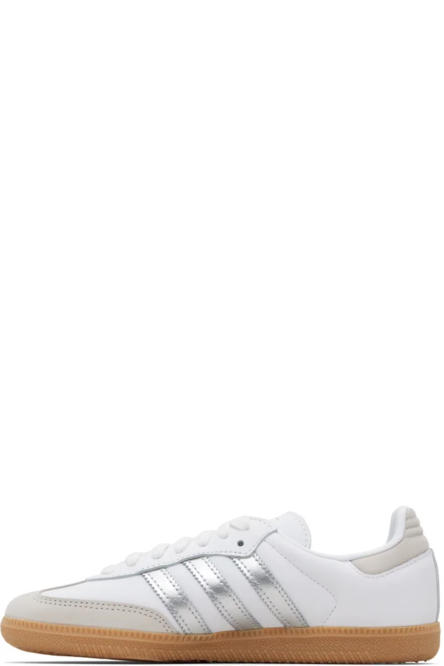 adidas Originals White & Silver Samba OG Sneakers, photo 3 of 5 from SSENSE