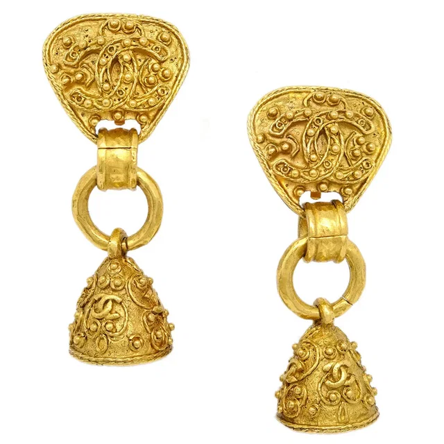 Chanel 1994 Filigree Bell Dangle Earrings Clip-On from AMORE Vintage Tokyo