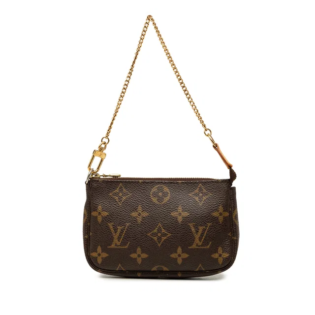 Brown Louis Vuitton Monogram Mini Pochette Accessoires Handbag in Brown Coated canvas from Designer Revival