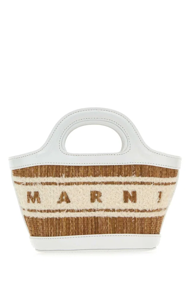 Marni Tropicalia Micro Top Handle Bag — White in White Woven leather from HEWI