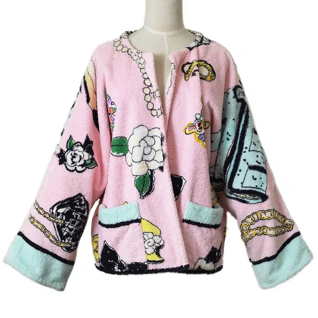 Chanel Spring 1994 signature motif print bathrobe-style jacket #38 from AMORE Vintage Tokyo