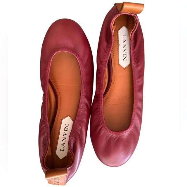 Lanvin Leather Ballet Flats in red Leather from Poshmark