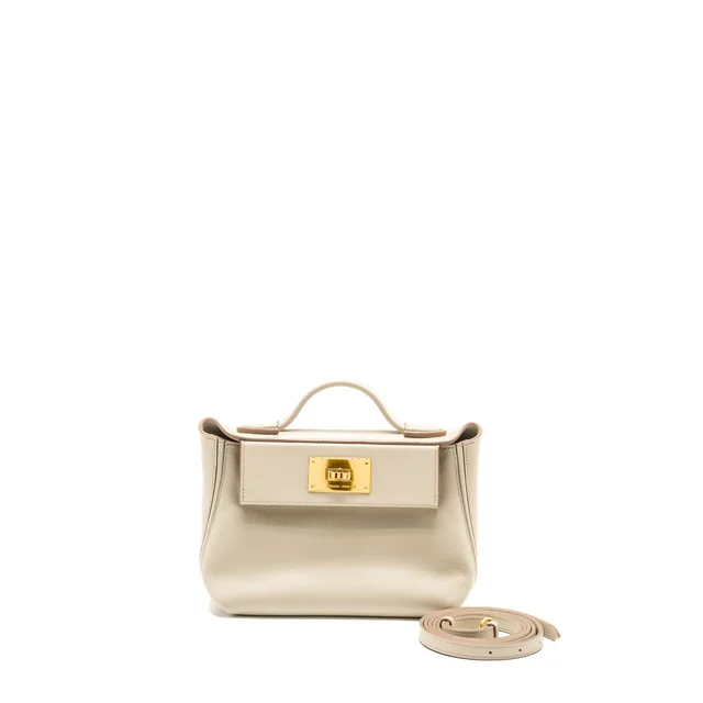 Hermès mini 24/ 2424-21 Evercolor Beton GHW Stamp B in Leather from EMIER