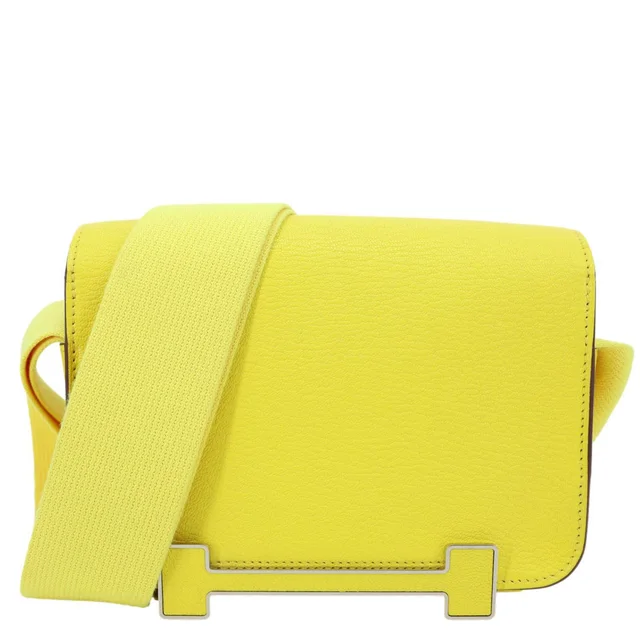 Hermès Mysore Geta Goatskin Leather Shoulder Bag Lime in Goatskin from Dallas Designer Handbags