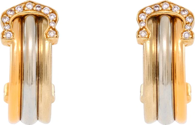 C de Cartier diamonds hoop earrings in 18k tri-color yellow, white & rose gold in White Yellow Gold from Gray And Sons