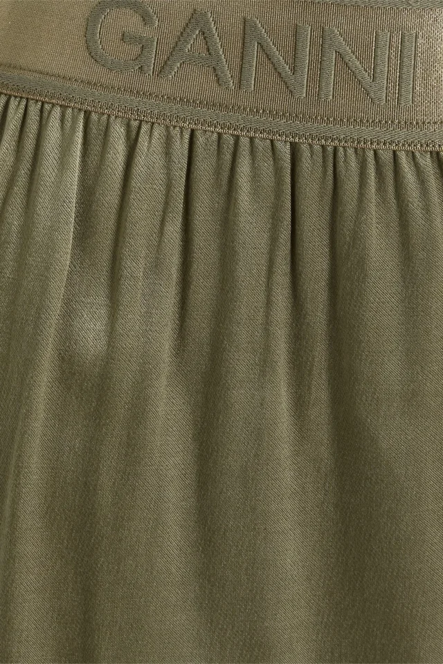 Ganni Cupro-blend shorts in Green, photo 4 of 4 from THE OUTNET