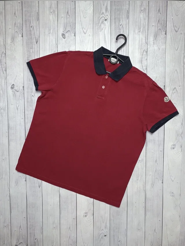 Moncler Vintage Polo Tee Logo Size L in red from Grailed