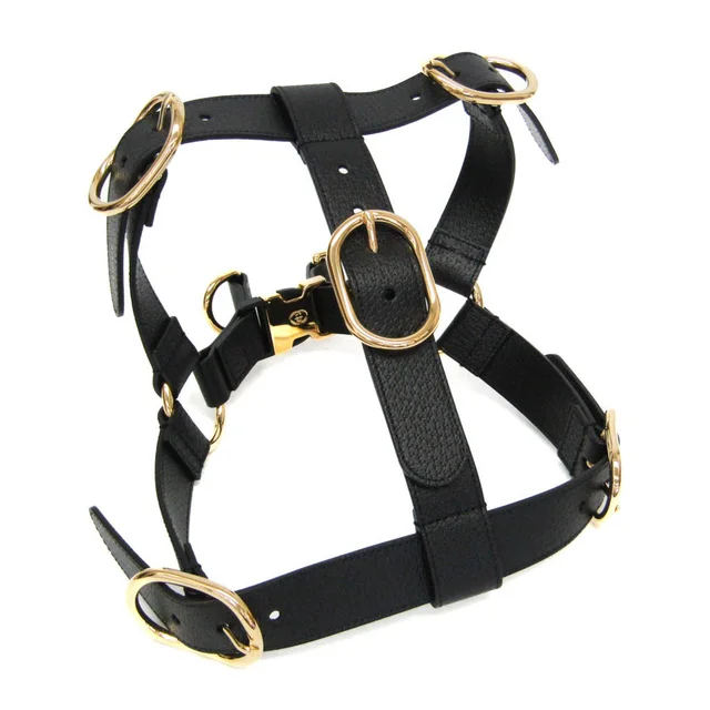 Gucci Interlocking G Pet Harness Large Size 695253 Dog Harness Leather Black in Black Leather from Elady