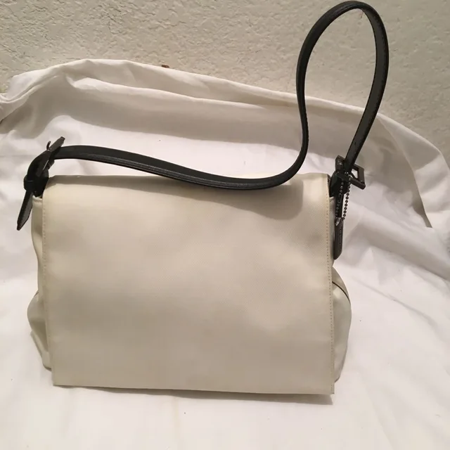 Coach Mercer White Twill Hobo Shoulder Bag Handbag Purse Leather Trim L0j-7424 in black|white Leather from Poshmark, photo 1 of 1