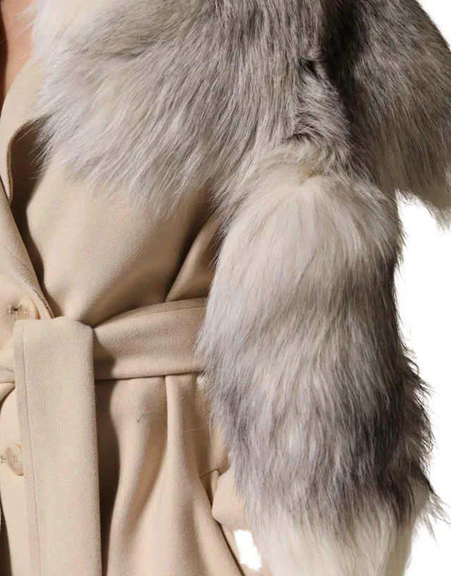 Dolce & Gabbana Fox Fur Shawl — White in White, image 1 of 1 from italist