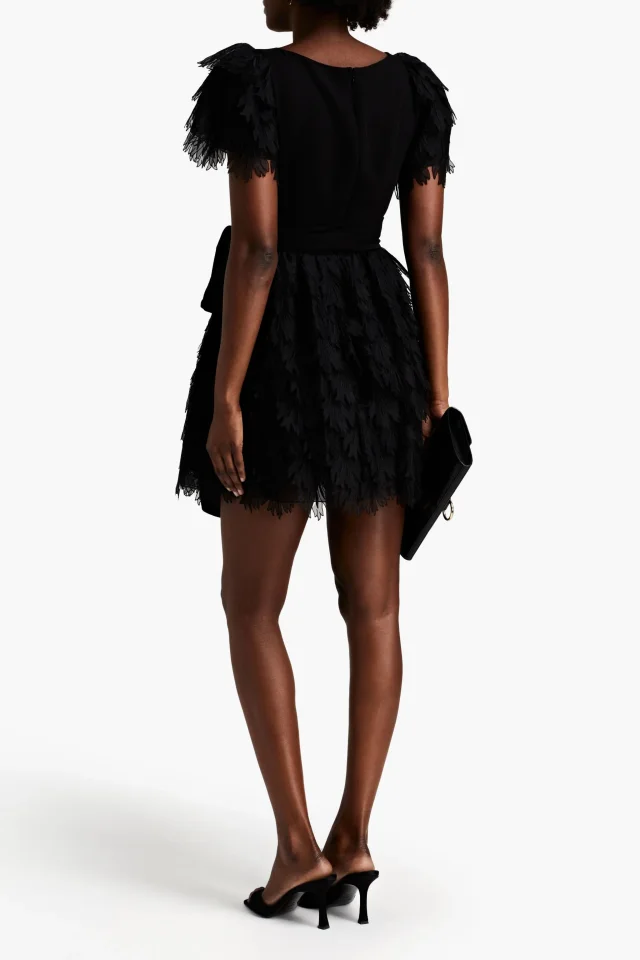 Valentino Garavani Silk-Organza and Cotton-Blend Crepe Mini Dress in Black, photo 3 of 4 from THE OUTNET