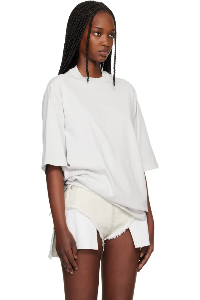 Rick Owens DRKSHDW White Temple Jumbo SS T-shirt, photo 2 of 4 from SSENSE